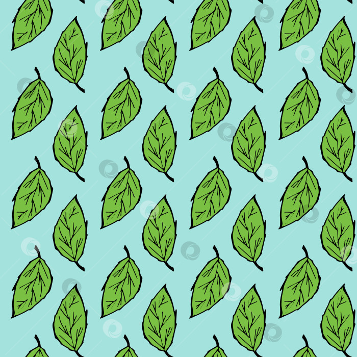 Скачать забавный векторный растительный узор зеленые листья берез фотосток Ozero