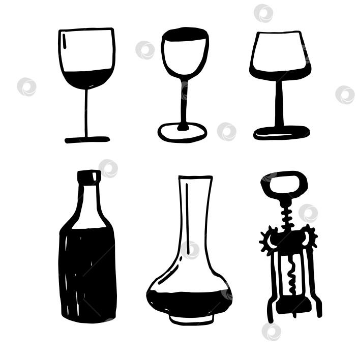 Скачать Векторный набор иллюстраций о вине и виноделии фотосток Ozero