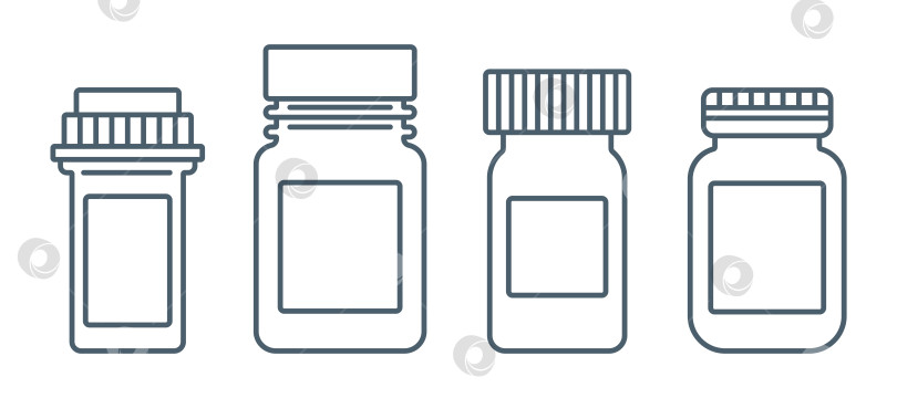 Скачать Набор медицинских флаконов разной формы. Набор значков цвета линий. фотосток Ozero
