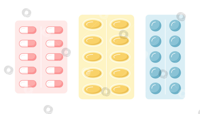 Скачать Набор значков упаковки витаминов. Набор витаминов разных цветов. фотосток Ozero