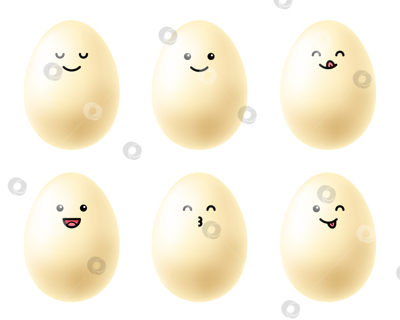 Скачать Набор яиц из белого шоколада с милыми мордочками фотосток Ozero