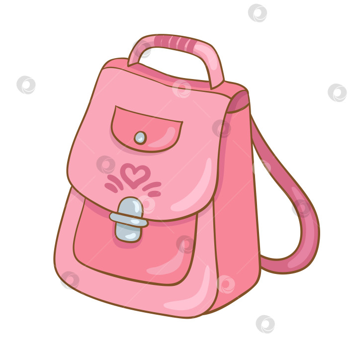 Скачать Красивый розовый школьный рюкзак. Изолированный на белом фоне. фотосток Ozero