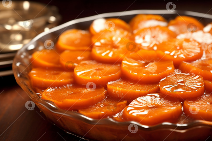 Скачать Запеканка из засахаренного батата крупным планом. Сладкий картофель, приготовленный с коричневым сахаром, мармеладным сиропом, апельсиновым соком и сливочным маслом на деревянном столе. Традиционная концепция питания на день благодарения. Засахаренная морковь фотосток Ozero