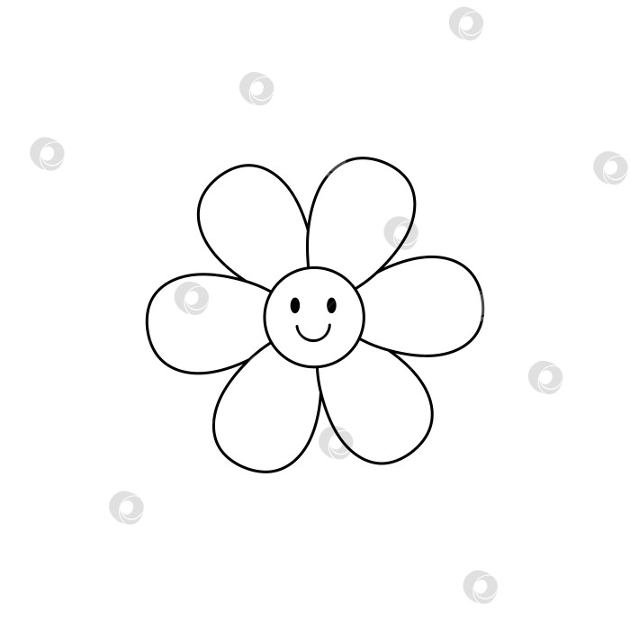 Скачать Цветок с улыбающимся лицом, выделенный на белом фоне фотосток Ozero