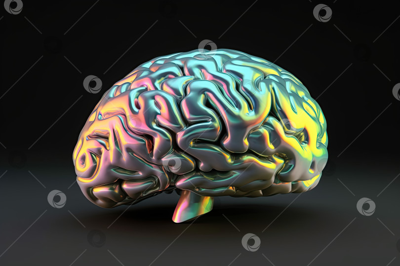 Скачать Голографический 3D человеческий мозг на черном фоне фотосток Ozero