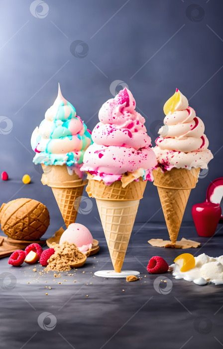 Скачать Вкусное мороженое в рожках фотосток Ozero