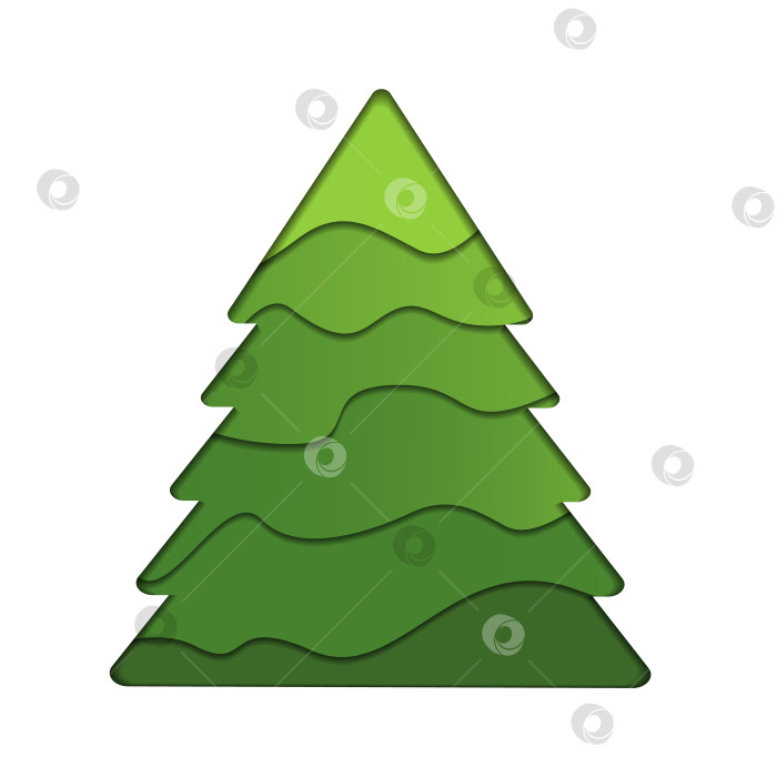 Скачать вырезанная из бумаги зеленая рождественская елка на серебряном фоне, современный минималистский стиль фотосток Ozero