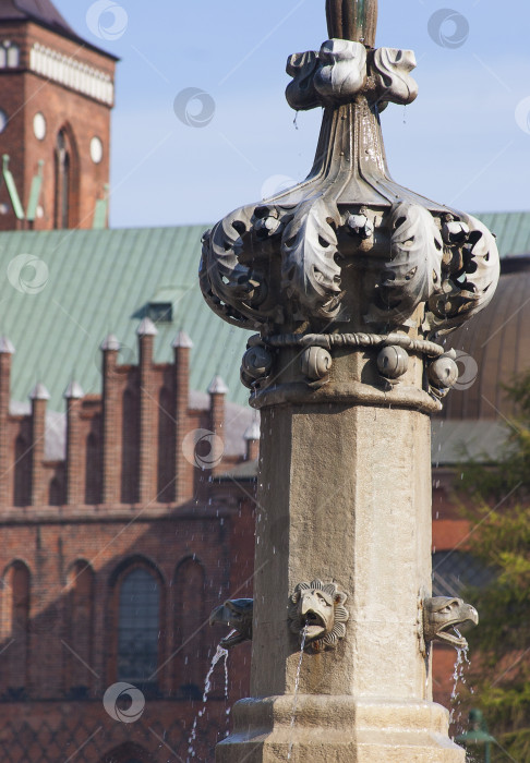 Скачать Роскилле, Дания, фонтан на ратушной площади фотосток Ozero