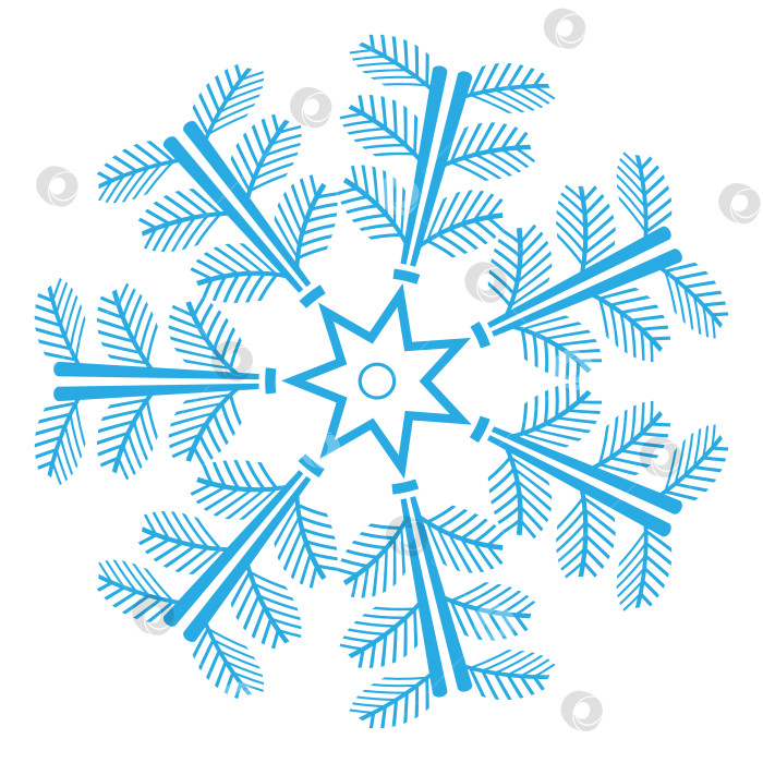 Скачать Декоративная абстрактная снежинка. снежинка замерзает зимним синим светом фотосток Ozero