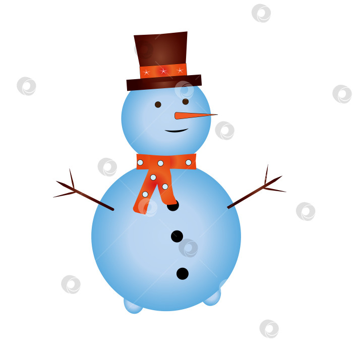 Скачать Красочный забавный снеговик.   симпатичный снеговик на белом фоне фотосток Ozero