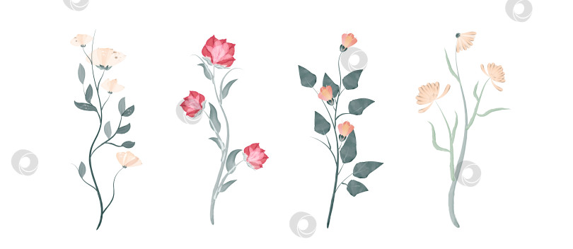 Скачать Акварельные цветы шаблон приглашения векторные иллюстрации фотосток Ozero