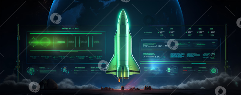 Скачать Запуск космического корабля. Обложка для сообщества в соцсетях, баннер. фотосток Ozero