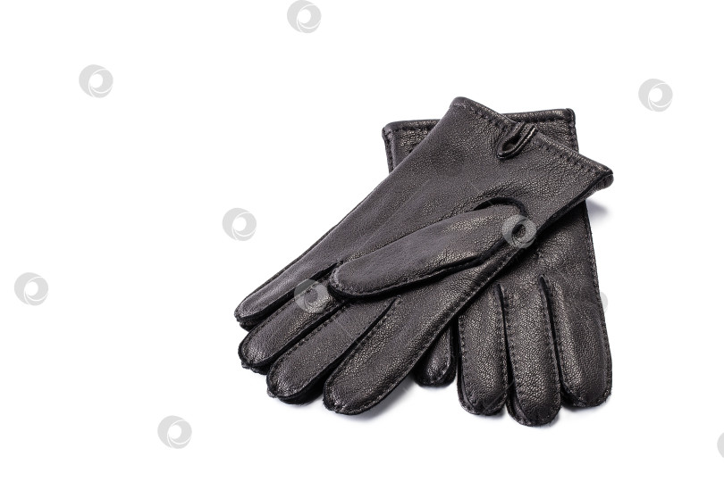 Скачать Пара мужских черных кожаных перчаток, выделенных на белом фоне. фотосток Ozero