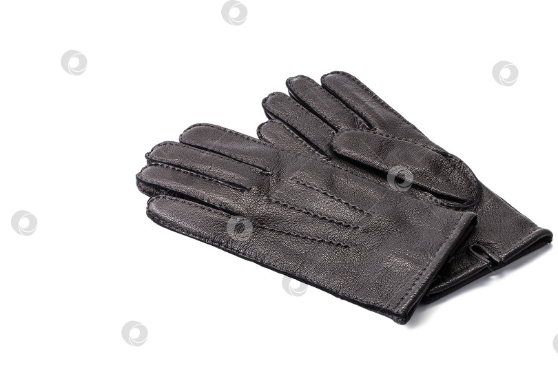 Скачать Пара мужских черных кожаных перчаток, выделенных на белом фоне фотосток Ozero