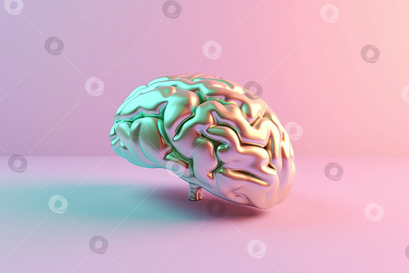 Скачать Голографический 3D человеческий мозг на градиентном фоне фотосток Ozero
