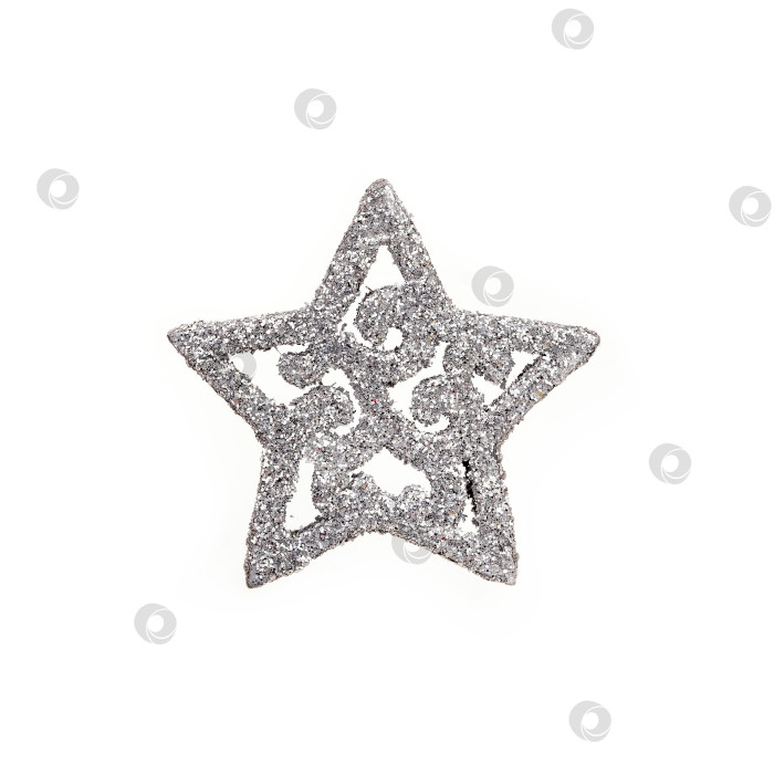 Скачать Серебряная декоративная рождественская звезда, выделенная на белом фоне фотосток Ozero
