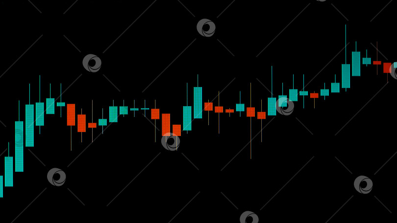 Скачать График цен на акции с красными и зелеными свечами на черном фоне фотосток Ozero