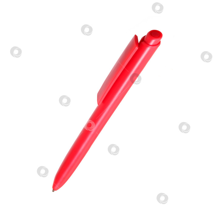 Скачать Красная шариковая ручка, выделенная на белом фоне фотосток Ozero