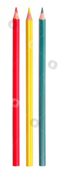 Скачать Красный, желтый и зеленый карандаши, выделенные на белом фоне фотосток Ozero