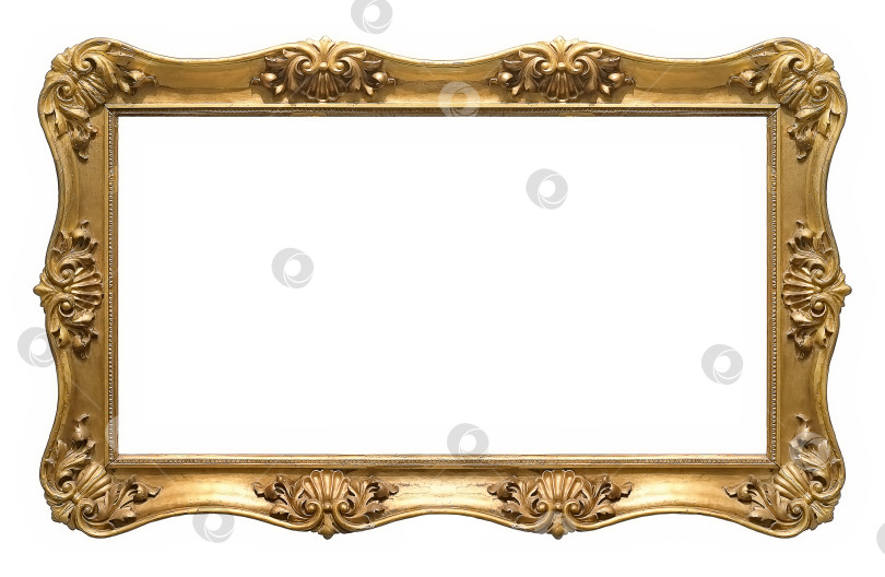 Скачать Панорамная золотая рамка для картин, зеркал или фотографий, выделенных на белом фоне фотосток Ozero