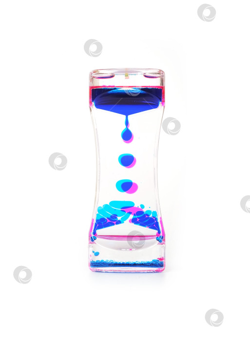 Скачать Водяные часы (клепсидра) с цветными каплями, выделенными на белом фоне фотосток Ozero