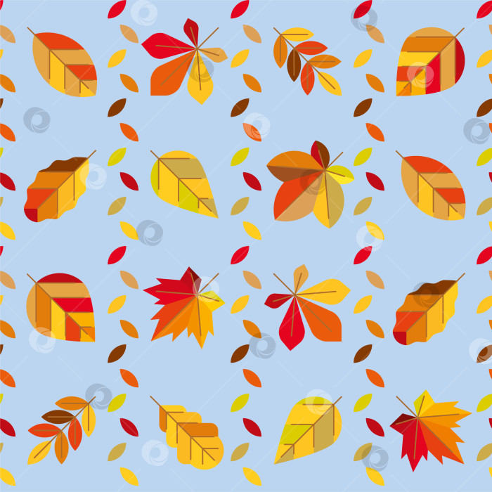 Скачать Абстрактный геометрический фон с разноцветными падающими листьями. фотосток Ozero