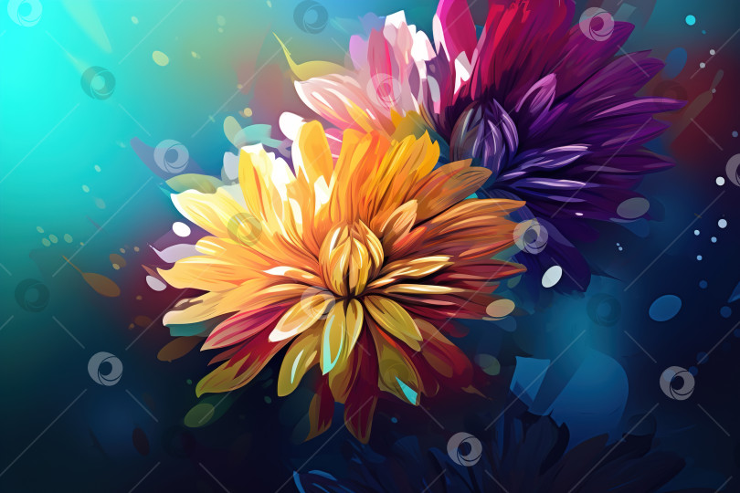 Скачать Художественный абстрактный цветочный фон, генеративная иллюстрация искусственного интеллекта фотосток Ozero