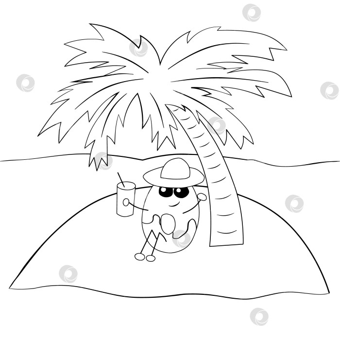 Скачать Пончик на пляже в черно-белом цвете фотосток Ozero