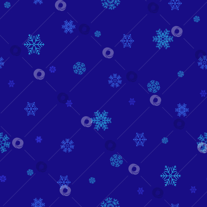 Скачать Бесшовный абстрактный узор из рождественских снежинок на синей спинке фотосток Ozero