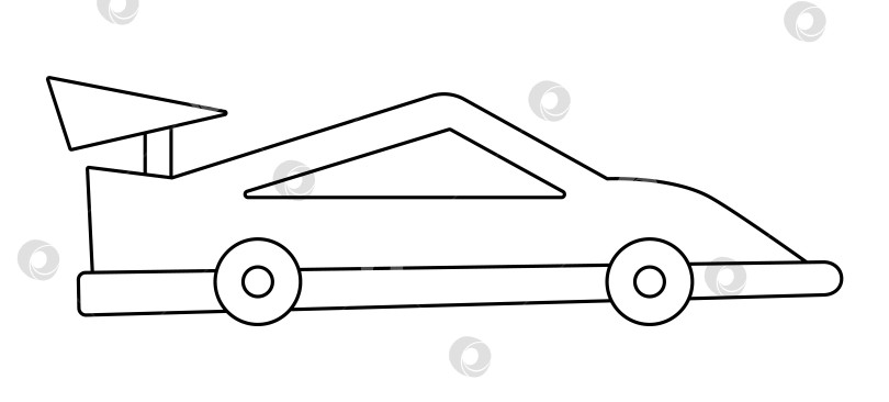 Скачать Векторный черно-белый гоночный автомобиль. Забавная линия скоростного автомобиля фотосток Ozero