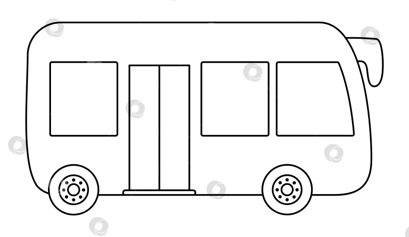 Скачать Векторный черно-белый автобус. Забавный линейный автобус для детей. Симпатичный ви фотосток Ozero