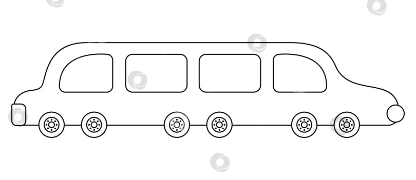Скачать Векторный черно-белый автомобиль-лимузин. Забавная линейка автомобилей для фотосток Ozero