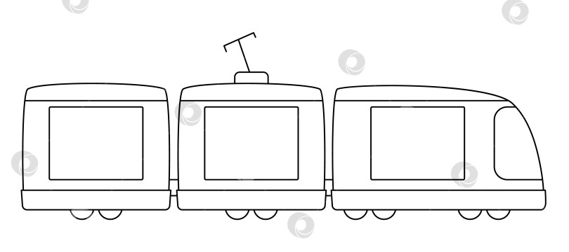 Скачать Векторный черно-белый поезд. Забавная линия электротранспорта фотосток Ozero