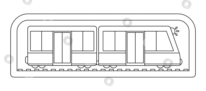 Скачать Векторный черно-белый поезд метро. Забавная линия подземного транса фотосток Ozero