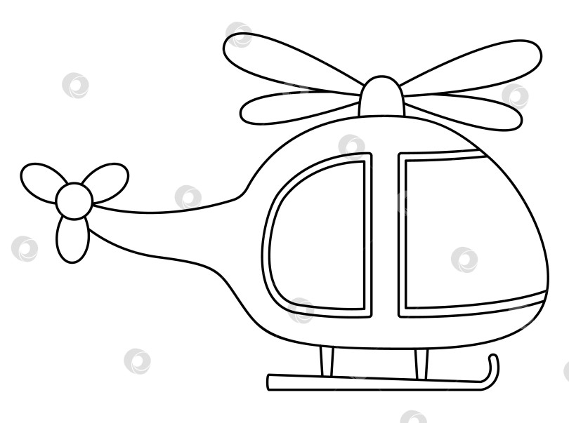 Скачать Векторный черно-белый значок вертолета. Воздушный транспорт для детей. фотосток Ozero