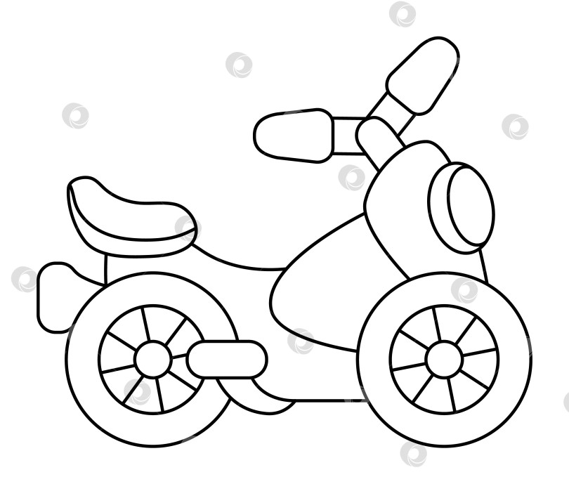 Скачать Векторный черно-белый значок мотобайка. Иллюстрация линейного велосипеда iso фотосток Ozero