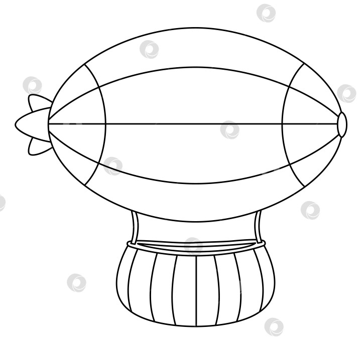 Скачать Векторный черно-белый значок линии цеппелина. Воздушный транспорт для ребенка фотосток Ozero