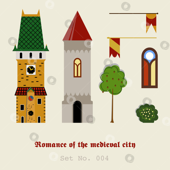Скачать Набор векторных изображений средневековых домов фотосток Ozero