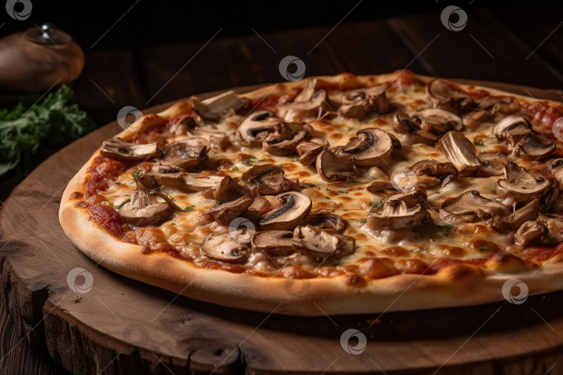 Скачать Пицца со свежими грибами и сыром крупным планом фотосток Ozero