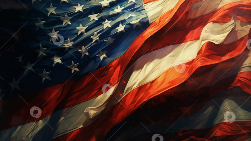 Скачать Контрастный американский флаг, звездно-полосатый символ Америки. Концептуальная иллюстрация дня патриота, дня независимости США фотосток Ozero
