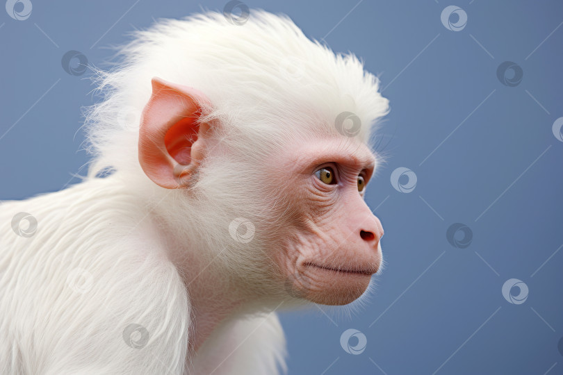 Скачать Обезьяна-альбинос с белым мехом. Портрет редкого животного-примата на заднем плане фотосток Ozero