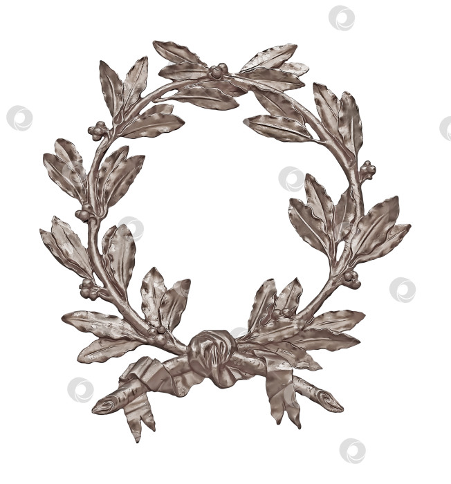 Скачать Серебряные декоративные венки, выделенные на белом фоне. Элемент дизайна с контуром отсечения фотосток Ozero