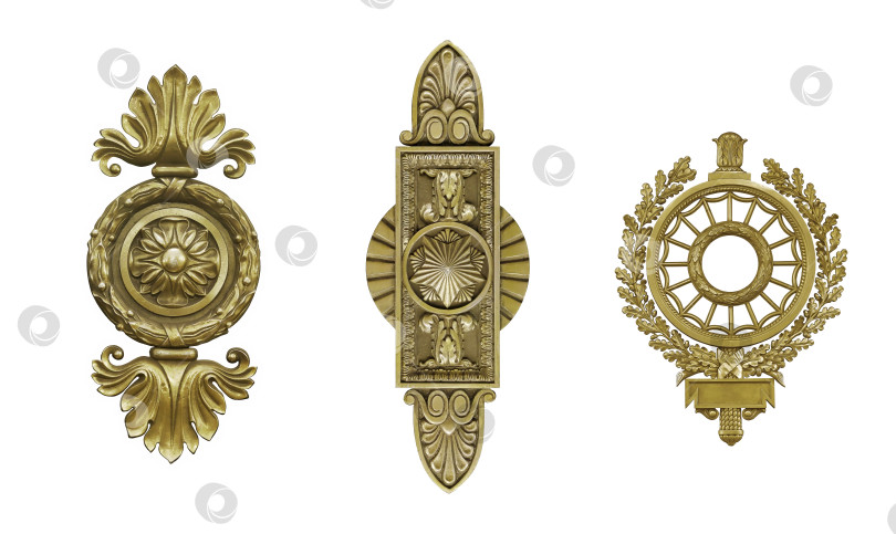 Скачать Набор золотистых декоративных элементов, выделенных на белом фоне фотосток Ozero