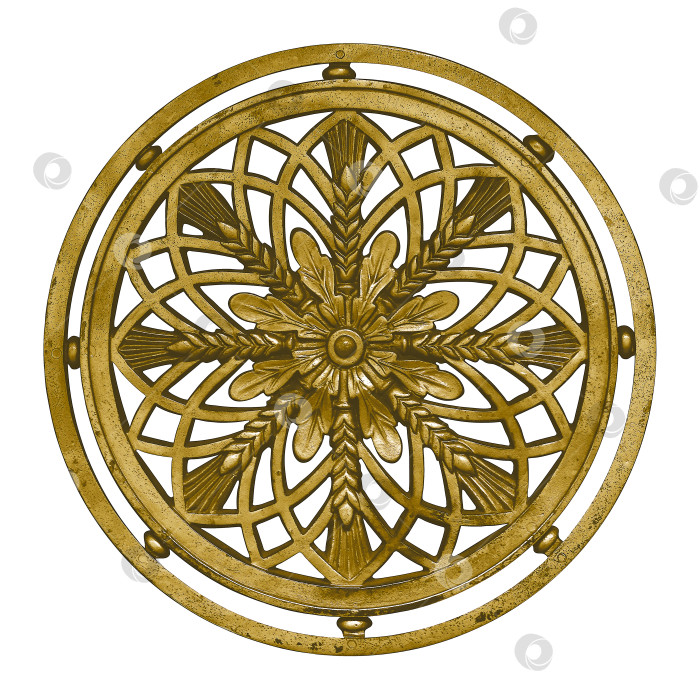 Скачать Золотой декоративный элемент (роза ветров), выделенный на белом фоне. фотосток Ozero