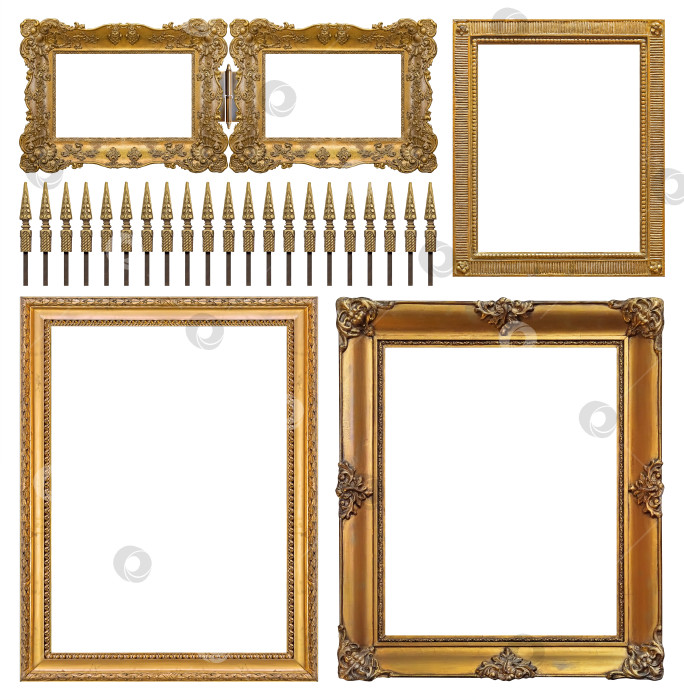 Скачать Набор золотых рам для картин, зеркал или фотографий, выделенных на белом фоне фотосток Ozero