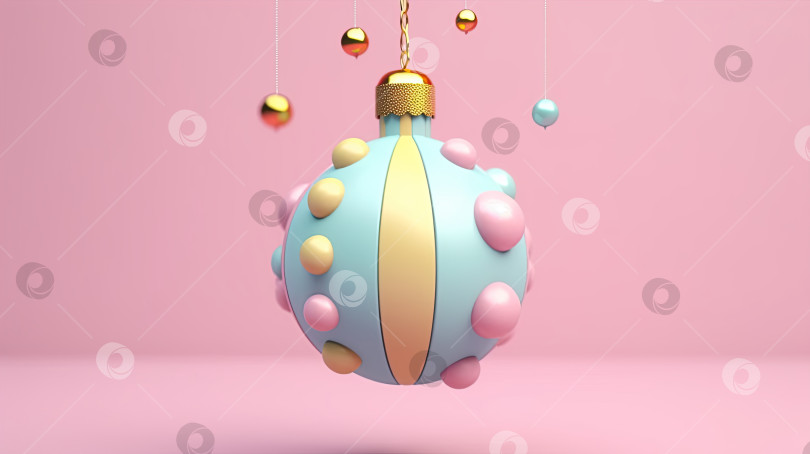 Скачать Рождественские украшения шары 3D пастельный фон фотосток Ozero
