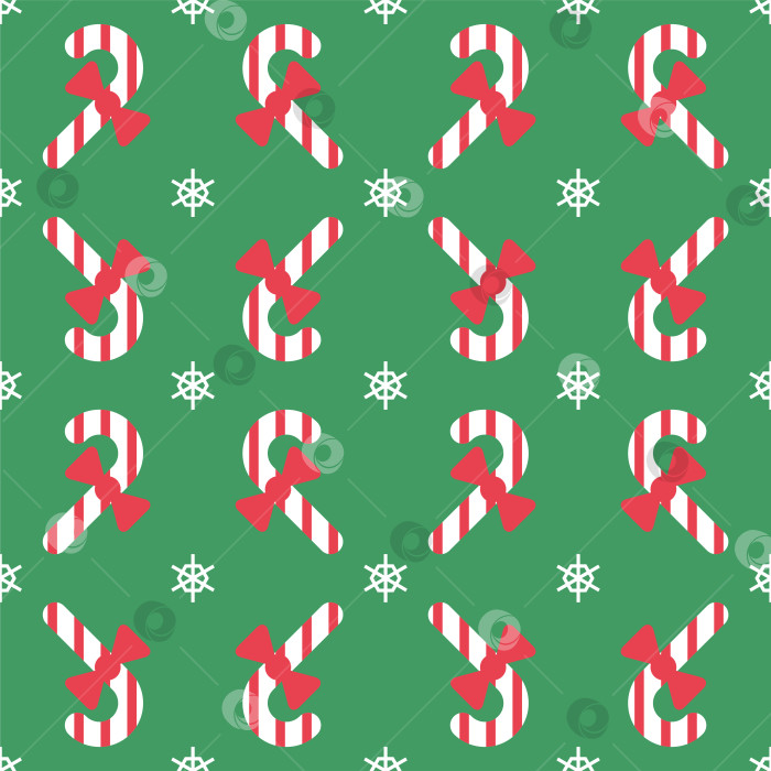 Скачать Рождественский фон с леденцами, бантиками, снежинками. Декоративная текстура для обоев, оберточной бумаги, текстиля, ткани фотосток Ozero