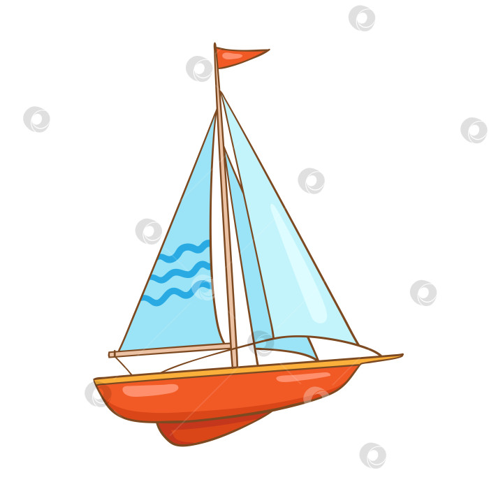 Скачать Детские игрушки. Красивая игрушечная красная яхта. фотосток Ozero