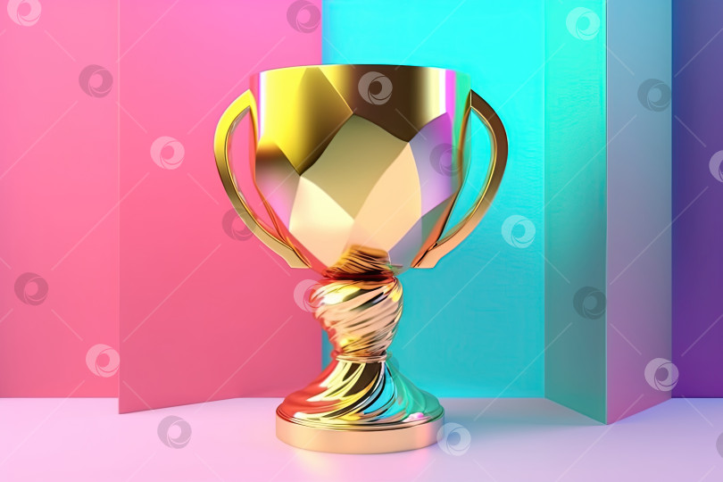 Скачать Голографический металлический 3D-кубок golden trophy award cup фотосток Ozero