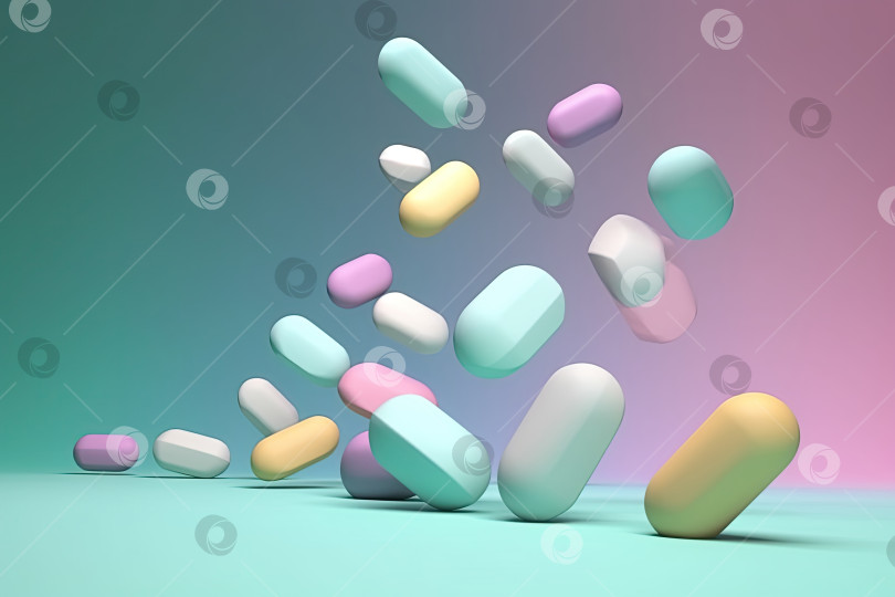Скачать Левитирующий фон из лекарственных таблеток пастельного цвета фотосток Ozero